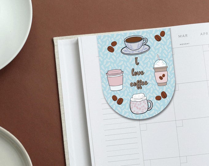 I Love Coffee Double Sided Magnetic Bookmark | Bibliophile Gifts |  Reader Gifts | Bookworm Gifts | Bookish Gift | Book Accessory |