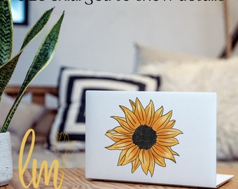 Clear Sunflower  Sticker Water-Proof Laptop Decal, Hydro Flask  Sticker, MacBook Stickers, Sunflower Stickers, Clear Stickers