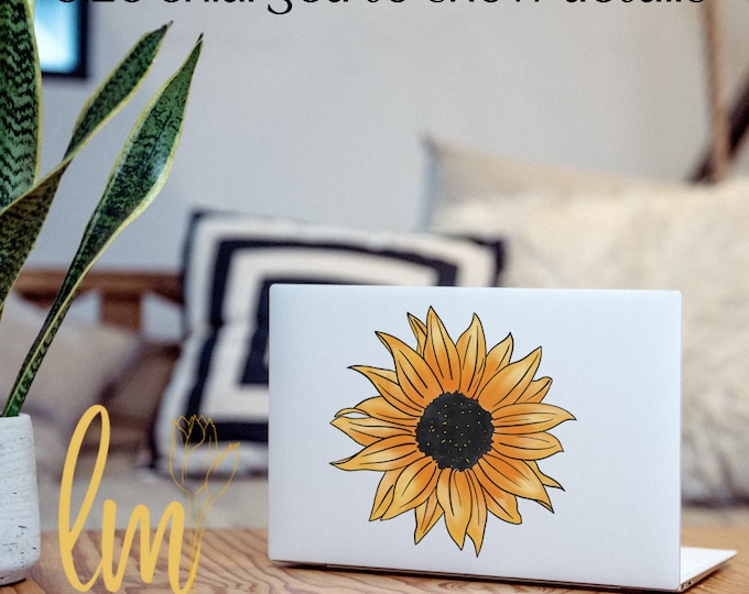 Clear Sunflower  Sticker Water-Proof Laptop Decal, Hydro Flask  Sticker, MacBook Stickers, Sunflower Stickers, Clear Stickers