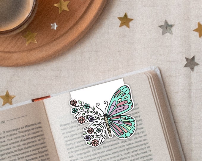 Flower Butterfly Double Sided Magnetic Bookmark | Bibliophile Gifts |  Reader Gifts | Bookworm Gifts | Bookish Gift | Book Accessory |