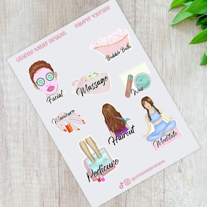 Pamper Yourself Planner Sticker Sheet | Planner Stickers | Daily Planner Stickers | Planner Sheet Spa Day