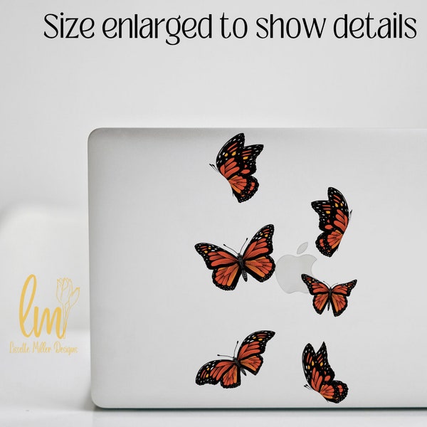 Clear Matte Monarch Butterflies Sticker Water-Proof Laptop Decal, Hydro Flask  Sticker, MacBook Stickers, Butterfly Stickers