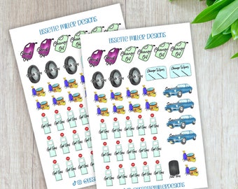 Car CarePlanner Sticker Sheet | Planner Stickers | Daily Planner Stickers | Planner Sheet Oil Change | Automotive Care Reminder Stickers