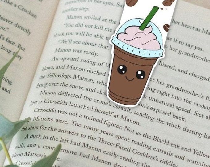 Frappuccino Kawaii Double Sided Magnetic Bookmark | Bibliophile Gifts |  Reader Gifts | Bookworm Gifts | Bookish Gift | Book Accessory