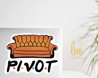 PIVOT! Friends Central Perk  Couch Water-Proof Laptop Decal, Hydro Flask  Sticker