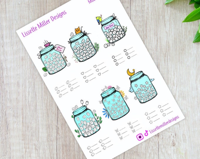 Mood Trackers Planner Sticker Sheet | Planner Stickers | Daily Planner Stickers | Mood Markers For Planners | Mental Health Wellness