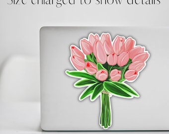 Tulip Bouquet Waterproof Sticker | Laptop Decal | Beautiful Floral Sticker | Flower Sticker | Tulips Sticker | Tulip Bundle | Summer Sticker