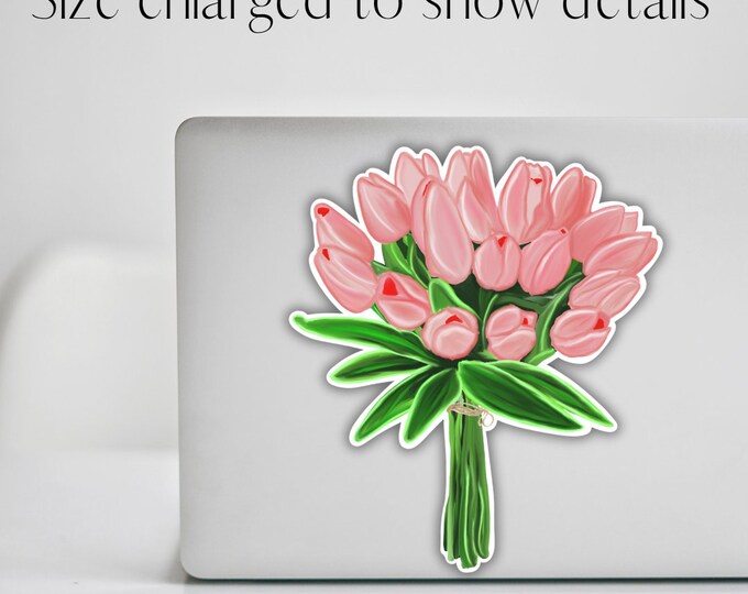 Tulip Bouquet Waterproof Sticker | Laptop Decal | Beautiful Floral Sticker | Flower Sticker | Tulips Sticker | Tulip Bundle | Summer Sticker