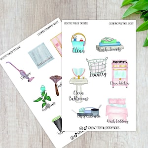 Mini Cleaning Planner Sticker Sheet | Planner Stickers | Daily Planner Stickers | Weekly and Daily Cleaning Stickers
