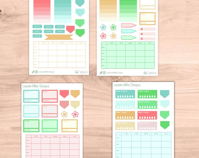 School Planner & Hydration Stickers Set: Stay Organized and Hydrated | Vibrant Colorful Stickers | Subject Daily Log | To Do  | List Box  |