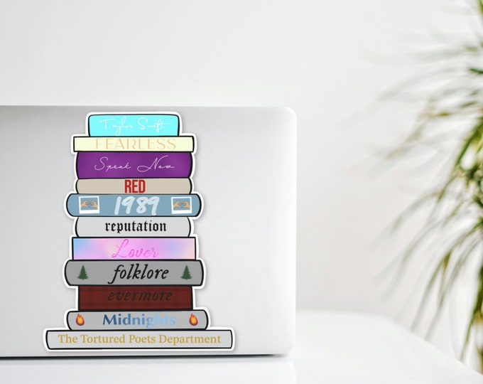 Eras Book Stacked Taylor Swift Albums Book Sticker | The Totured Poets Department | Waterproof Stickers | Taylor Swift Eras Tour