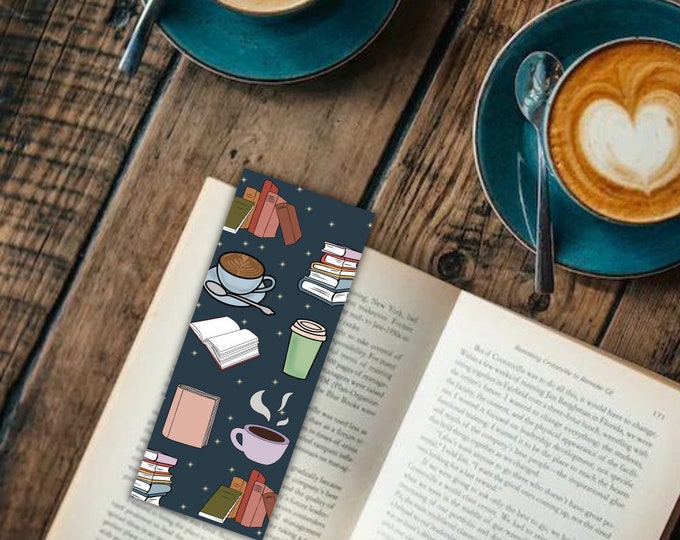 Books and Coffee Bookmark | Bibliophile Bookmark | Coffee and Book Lover |  Reader Gifts | Bookworm Gifts |  Book Club Bookmark |  Books
