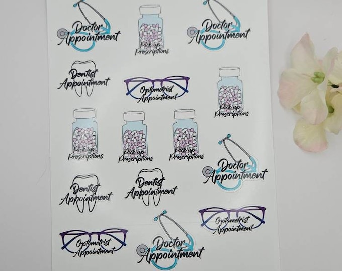 Healthcare Planner Sticker Sheet | Planner Stickers | Daily Planner Stickers |