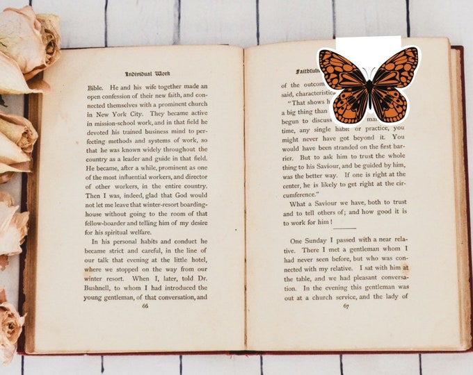Monarch Butterfly Double Sided Magnetic Bookmark | Bibliophile Magnetic Bookmark |  Reader Gifts | Bookworm Gifts Monarch Butterfly Bookmark