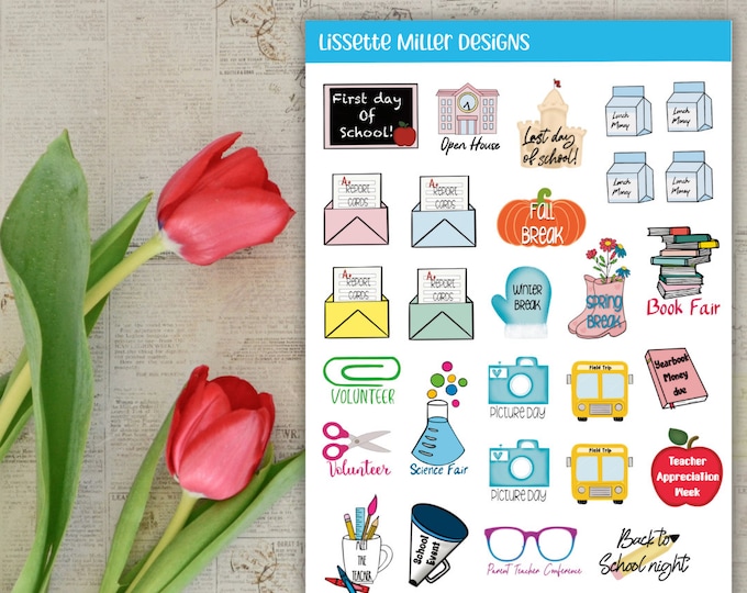 Back to School Planner Sticker Sheet | First Day Of School | Teacher, Parent, Student  Planner St'ickers | School Events Back To School