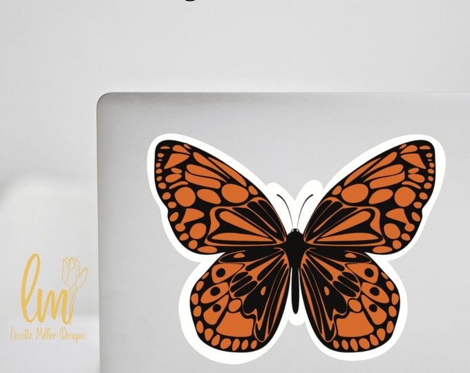 Monarch Butterfly Water-Proof Laptop Decal, Hydro Flask  Sticker