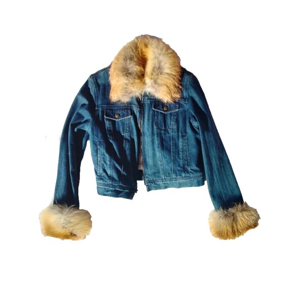 Denim Jacket With Fox Fur Trim - Etsy