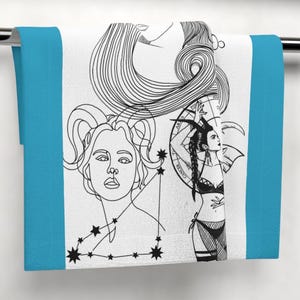 Capricorn Zodiac Towel Sea Goat Face Towel Zodiac Altar Cloth Earth Sign Sacred Décor Tarot Spread Spiritual Cleansing Moon Rituals