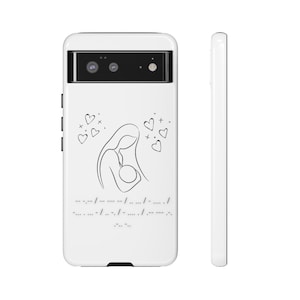 Mother and Baby Morse Code Phone Case Minimalist Line Art Protective Case Available for iPhone & Android Dual Layer Cover