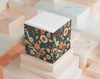 Note Cube Floral Design Home Office Back to School Sticky Note Teacher Gift Desk Accessory Note Taker Office Décor Back to College