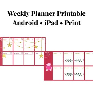 Agenda hebdomadaire imprimable | Agenda numérique | Agenda iPad et Android | Programme hebdomadaire esthétique | Téléchargement instantané