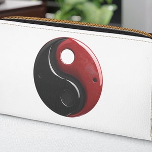 Verblichenes Yin Yang Reißverschluss Brieftasche Geldbörse Funktionales Accessoire Einzigartige Geschenkidee Reichlich Aufbewahrung schlankes Design Minimalist Bifold Zen Sucher Symbolisch