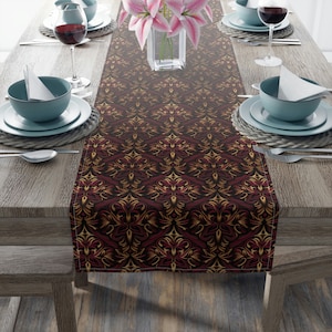 Gothic Burgundy and Red Luxury Table Runner (Cotton, Poly)