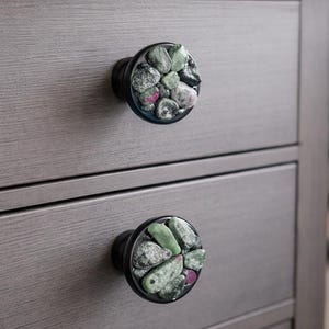 Ruby Zoisite Crystal Drawer Knobs: Gemstone Cabinet Pulls for Transformation