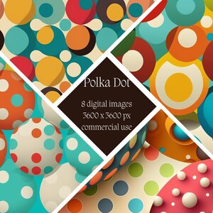 Pacote digital com padrão de bolinhas para uso comercial, formato PNG, impressão sob demanda, projeto de scrapbook, papelaria impressa, convites de casamento