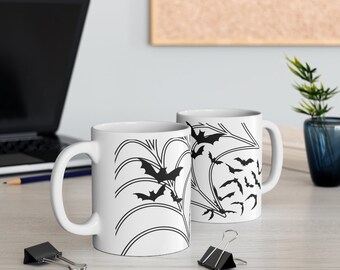 Tazza da caffè gotica a forma di pipistrello per Halloween, decorazione spettrale per la scrivania dell'ufficio, regalo da strega per gli amanti dei pipistrelli