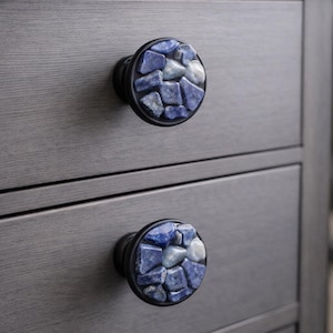 Lapis Lazuli Crystal Cabinet Knobs, Handmade Gemstone Hardware