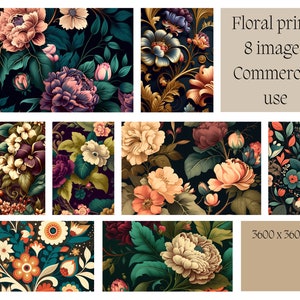 Papel digital com padrão floral para uso comercial, projetos de scrapbook, presente para professor, impressão sob demanda, postagem de blog, mídia social, papelaria impressa