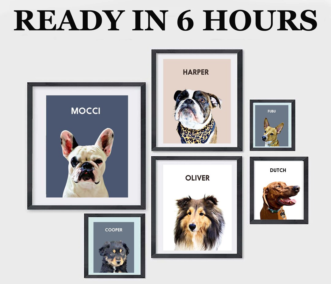 Pet Portrait Personalized and Custom Design Pet Dog Wall Art Digital