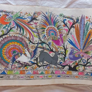 Painting on amate paper. Wall decoration. Home decoration.