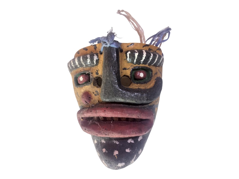 Maschera vintage dei Tlacololeros Zitlaltecos. Maschera in legno. immagine 1
