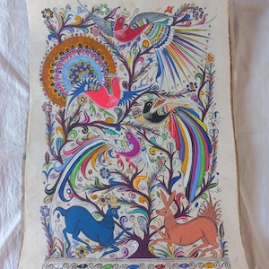 Painting on amate paper. Wall decoration. Home decoration.