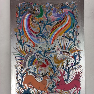 Frame decorated with birds 60x40 centimeters. Wall decoration. Home decoration. Mexican folk art. Handmade.