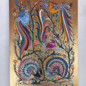 Frame decorated with birds 60x40 centimeters. Wall decoration. Home decoration. Mexican folk art. Handmade.