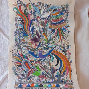 Painting on amate paper. Wall decoration. Home decoration.