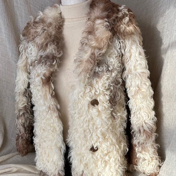 Vintage 1970s Penny Lane Fur Jacket, Shaggy Mongolian Lamb, Suede Trim, Satin Lined, Conrad’s Furs, Duluth, Minnesota, S/M, Vintage Furs