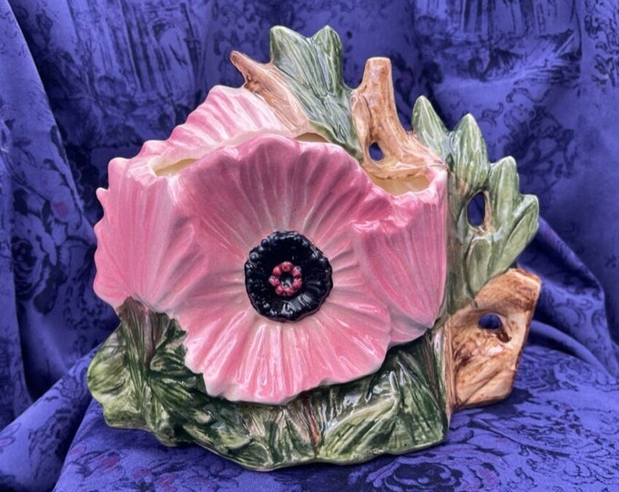 Rare Mccoy Pink Poppy Vase Planter, 1950s Mccoy Pink Poppies, Excellent