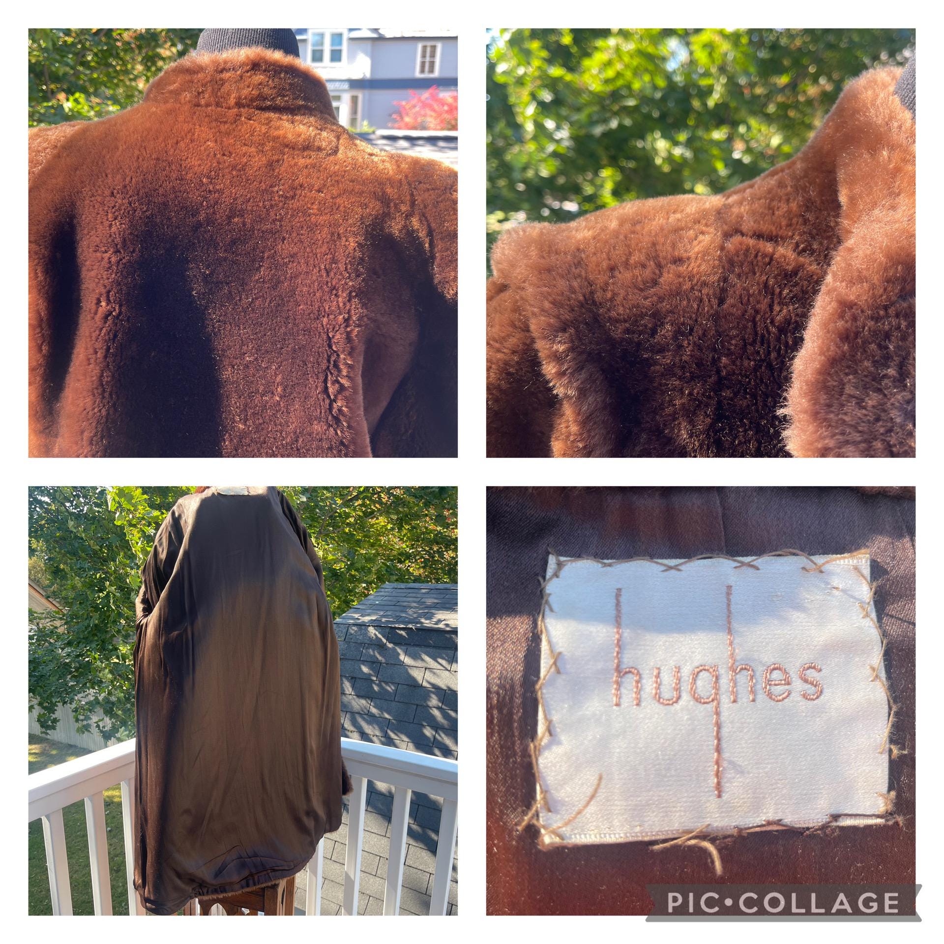 Vintage 1940s Mouton (lamb) Fur Coat, Satin Lined, Hidden