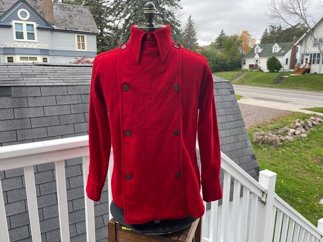 Vintage Wool Double Breasted Western Shirt Red Wool Large - Etsy