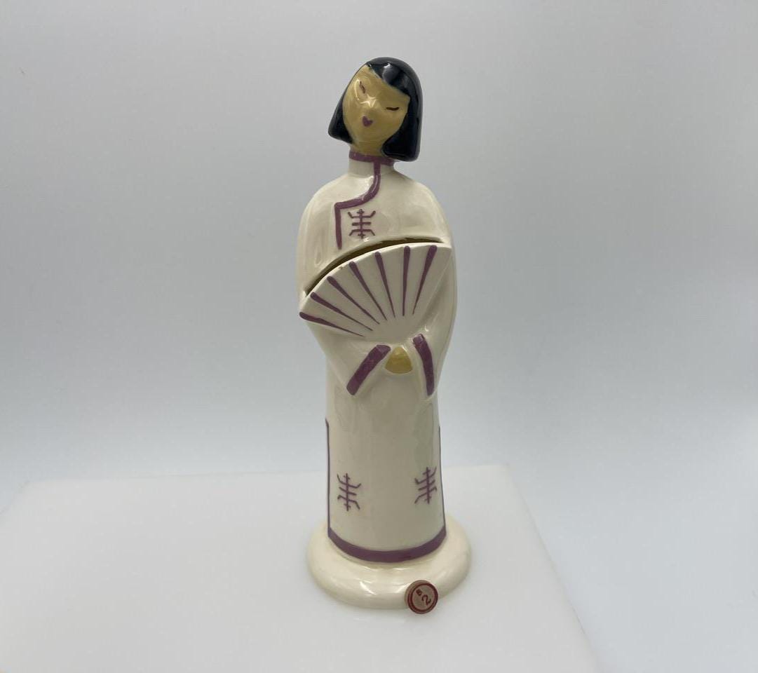 Vintage Pair Hedi Schoop Chinese Man & Woman, 1940s Asian Ceramic
