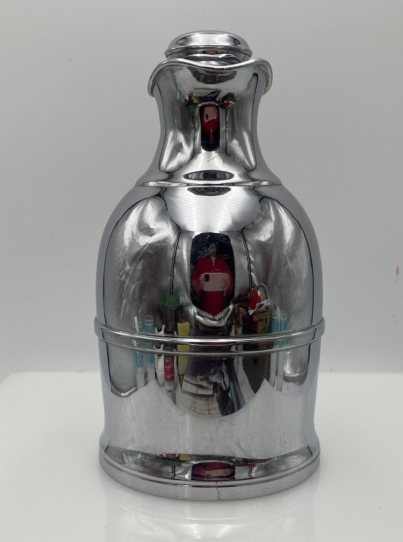 Art Deco Stanley Vacuum Insulated Coffee Pitcher/Server, Chrome or Stainless Steel, Stanley Insulating Co. New Britain, Conn. image 7