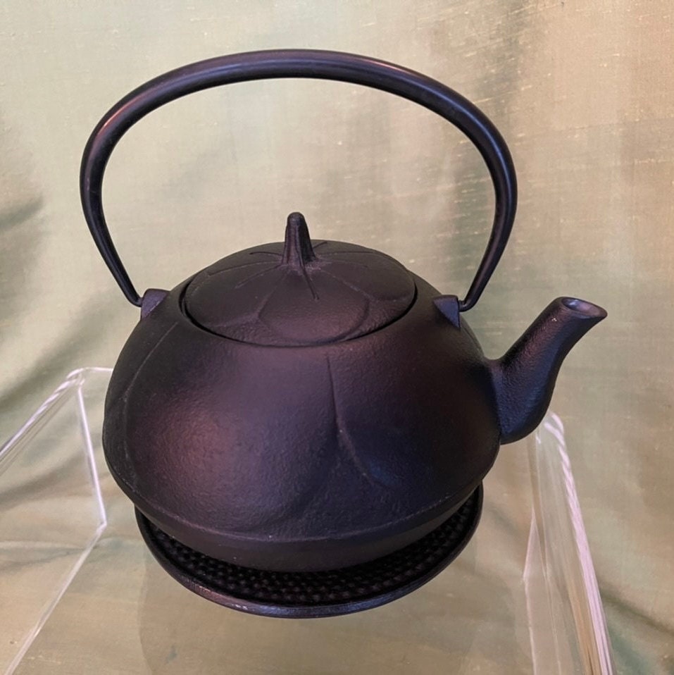 Vintage Cast Iron Teapot Enameled Interior Very Good Etsy