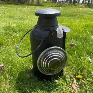 Antique Railroad Signal Lantern, Glass Lens, Painted Black, Good Cond., Railroad Collectibles, Antique Lanterns, Adams & Westlake or Adlake