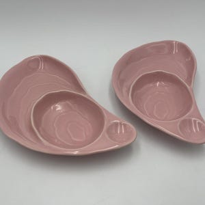 Vintage Hoenig of California Boomerang Serving Dish, Atomic Design, Trinket Dish, Pink, Serving Dish, 1950s Divided Ceramic Pottery Platter
