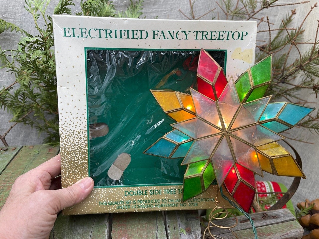 Vintage stained Glass Star Tree Topper Made of Capiz Shell Etsy