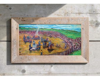 Peinture western, peinture à l'huile de bétail, image de marque, lasso, artiste Frank Widdifield, art populaire / style naïf, téléchargements numériques
